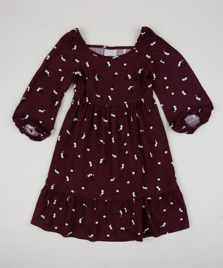 Vestido-Infantil-Estampado-Floral-Manga-Longa-Vinho-9954114-Vinho_1