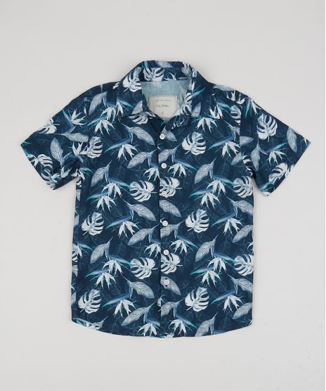 Camisa-Infantil-Estampada-Floral-Manga-Curta-Azul-Marinho-9944100-Azul_Marinho_1