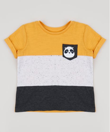 Camiseta-Infantil-com-Recortes-e-Bolso-Manga-Curta-Mostarda-9943050-Mostarda_1