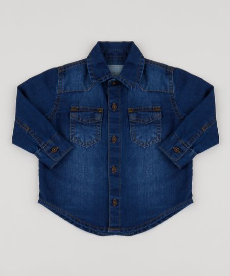 Camisa-Jeans-Infantil-com-Bolsos-Azul-Escuro-9949642-Azul_Escuro_1 Camisa-Jeans-Infantil-com-Bolsos-Azul-Escuro-9949642-Azul_Escuro_1