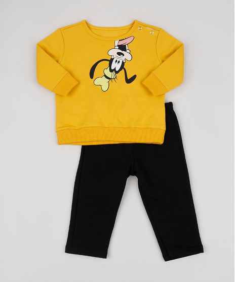 Conjunto-Infantil-Pateta-em-Moletom-de-Blusao-Amarelo---Calca-de-Moletom-Preto-9951751-Preto_1