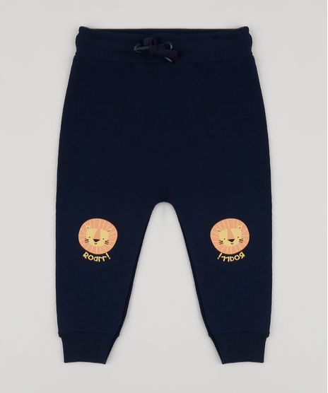 Calca-de-Moletom-Infantil-com-Joelheira-de-Leao-Azul-Marinho-9946171-Azul_Marinho_1