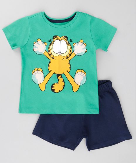 Conjunto-de-Camiseta-Verde---Bermuda-Garfield-Azul-Marinho-8630946-Azul_Marinho_1