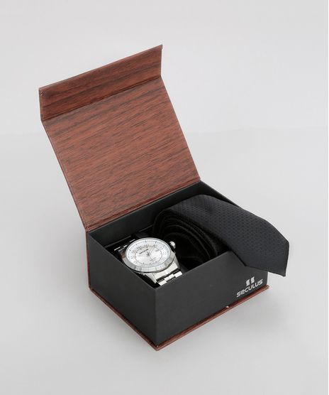 Kit-de-Relogio-Seculus-Masculino-Analogico---Gravata-em-Jacquard---20337G0SVNA2K-Prateado-8755539-Prateado_1