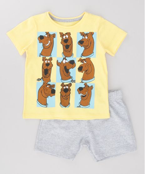 Conjunto-de-Camiseta-Amarela---Bermuda-Scooby-Doo-Cinza-Mescla-8702513-Cinza_Mescla_1