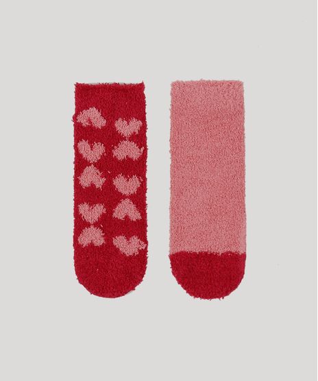 Kit-de-2-Meias-de-Inverno-Infantil-em-Chenille-Cano-Medio-Coracao-Multicor-9927138-Multicor_1