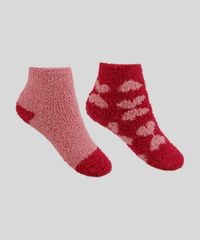 Kit-de-2-Meias-de-Inverno-Infantil-em-Chenille-Cano-Medio-Coracao-Multicor-9927138-Multicor_2