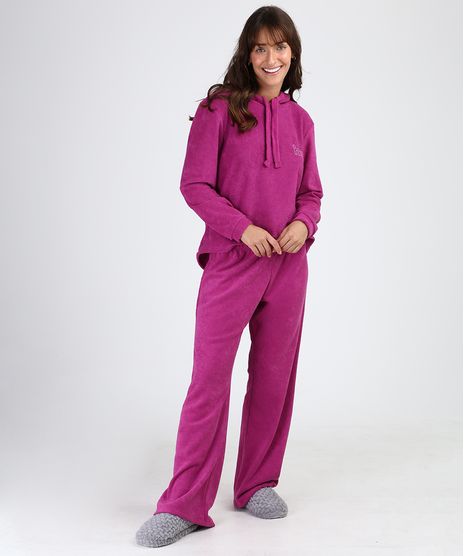 Pijama-Feminino-Atoalhado--Hey--com-Capuz-Manga-Longa-Pink-9951063-Pink_1