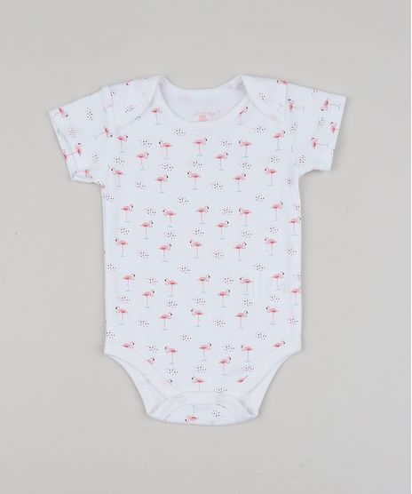 Body-Infantil-Estampado-de-Flamingos-Manga-Curta-Decote-Redondo-Branco-9198396-Branco_1