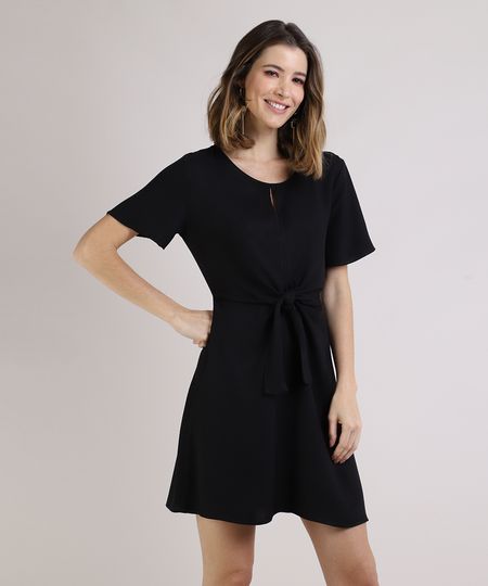 Vestido-Feminino-Curto-com-No-Manga-Curta-Preto-9949659-Preto_1