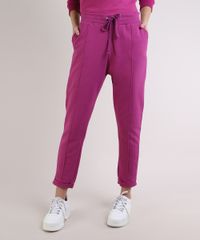 Calca-de-Moletom-Feminina-Cintura-Media-com-Barra-Dobrada-Pink-9952528-Pink_1