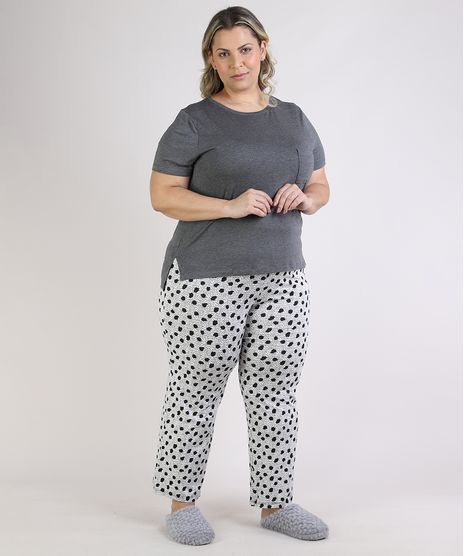 Pijama-Feminino-Plus-Size-Blusa-com-Bolsinho-Manga-Curta-Decote-Redondo-Cinza-Mescla-9953326-Cinza_Mescla_1