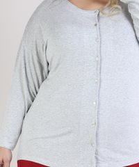 Pijama-Feminino-Plus-Size-Blusa-com-Botoes-Manga-Longa-Decote-Redondo-Cinza-Mescla-9953337-Cinza_Mescla_1