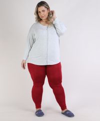 Pijama-Feminino-Plus-Size-Blusa-com-Botoes-Manga-Longa-Decote-Redondo-Cinza-Mescla-9953337-Cinza_Mescla_3
