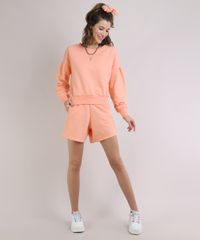 Short-de-Moletom-Feminino-Cintura-Alta-com-Cordao-e-Bolsos-Laranja-Claro-9952535-Laranja_Claro_3