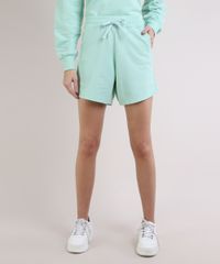 Short-de-Moletom-Feminino-Cintura-Alta-com-Cordao-e-Bolsos-Verde-Claro-9952535-Verde_Claro_1