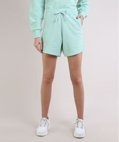 Short-de-Moletom-Feminino-Cintura-Alta-com-Cordao-e-Bolsos-Verde-Claro-9952535-Verde_Claro_1