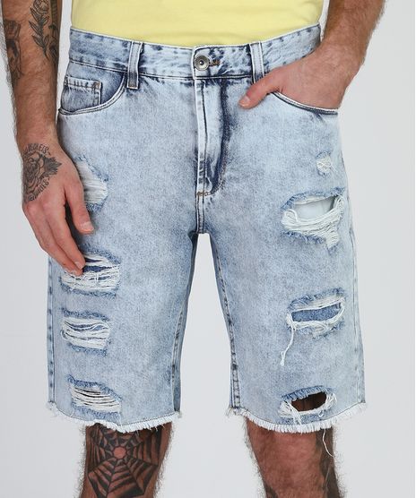 Bermuda-Jeans-Masculina-Destroyed-Slim-com-Bolsos-Azul-Claro-9953225-Azul_Claro_1