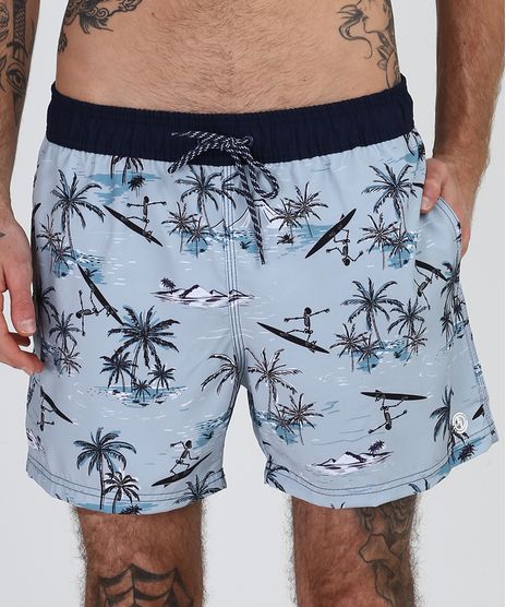 Short-Masculino-Estampado-de-Caveiras-com-Bolsos-Azul-Claro-9954389-Azul_Claro_1