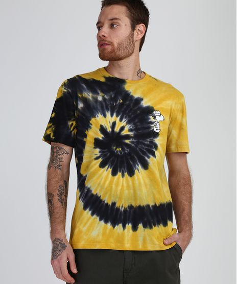 Camiseta-Masculina-Snoopy-Tie-Dye-Manga-Curta-Gola-Careca-Mostarda-9943399-Mostarda_1