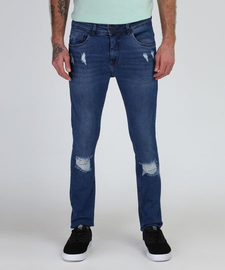 Calca-Jeans-Masculina-Super-Skinny-Destroyed--Azul-Escuro-9944000-Azul_Escuro_1