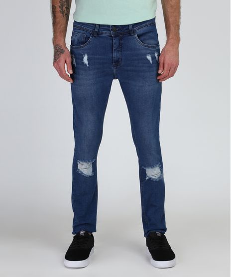 Calca-Jeans-Masculina-Super-Skinny-Destroyed--Azul-Escuro-9944000-Azul_Escuro_1