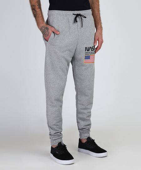 Calca-Masculina-Relaxed-em-Moletom--Nasa---Cinza-Mescla-9946157-Cinza_Mescla_1