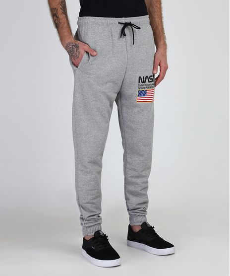 Calca-Masculina-Relaxed-em-Moletom--Nasa---Cinza-Mescla-9946157-Cinza_Mescla_1