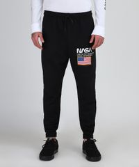 Calca-Masculina-Relaxed-em-Moletom--Nasa---Preto-9946157-Preto_1