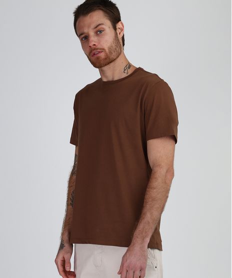 Camiseta-Masculina-Basica-Manga-Curta-Gola-Careca-Marrom-9947820-Marrom_1