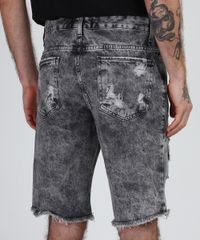 Bermuda-Jeans-Masculina-Slim-Destroyed-Marmorizada-com-Bolsos--Preta-9952916-Preto_2