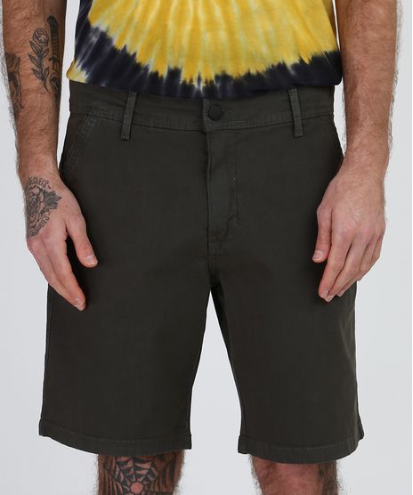 Bermuda-de-Sarja-Masculina-Chino-Reta-com-Bolsos-Verde-Militar-9953279-Verde_Militar_1
