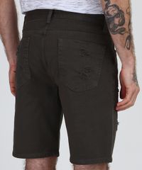 Bermuda-de-Sarja-Masculina-Slim-Destroyed-com-Rasgos-Verde-Militar-9953404-Verde_Militar_2