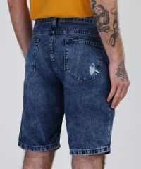 Bermuda-Jeans-Masculina-Slim-Marmorizada-Destroyed-com-Bolsos--Azul-Escuro-9954882-Azul_Escuro_2