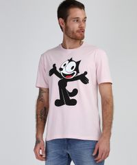 Camiseta-Masculina-Gato-Felix-Manga-Curta-Gola-Careca-Rosa-Claro-9943401-Rosa_Claro_1