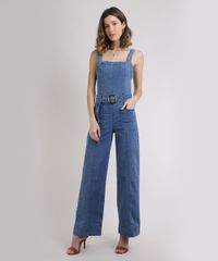 Macacao-Jeans-Feminino-Flare-com-Cinto-de-Fivela-Azul-Medio-9944887-Azul_Medio_1