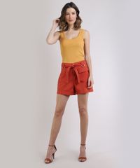 Short-Feminino-Cintura-Alta-Alfaiatado-com-Argola-e-Bolsos-Laranja-9945408-Laranja_3