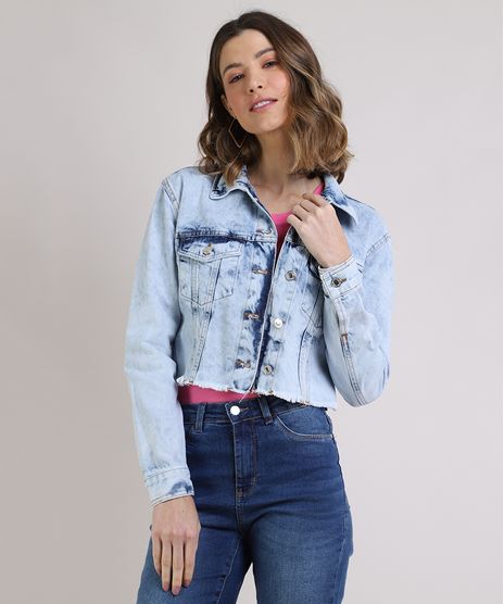 Jaqueta-Jeans-Feminina-Cropped-com-Bolsos-e-Barra-Desfiada-Azul-Claro-9949588-Azul_Claro_1
