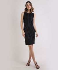 Vestido-Feminino-Basico-Curto-Estampado-Risca-de-Giz-Sem-Manga-Preto-9832642-Preto_3