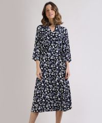 Vestido-Feminino-Midi-Floral-Transpassado-Manga-3-4-Preto-9942468-Preto_1