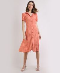 Vestido-Chemise-Feminino-Longo-Estampado-Poa-Manga-Curta-Laranja-9951034-Laranja_3
