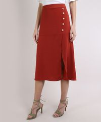 Saia-Feminina-Midi-com-Botoes-e-Fenda-Laranja-Escuro-9942684-Laranja_Escuro_1