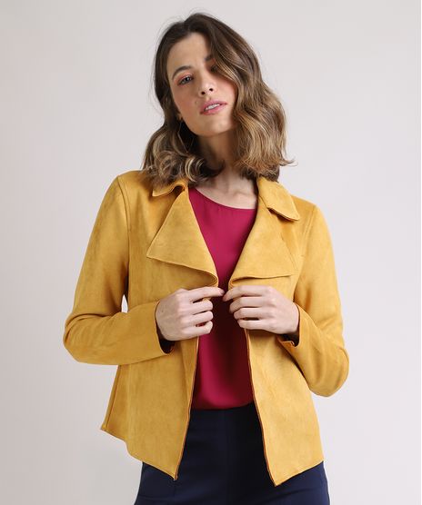 Blazer-Feminino-em-Suede-com-Recorte-Amarelo-9818782-Amarelo_1