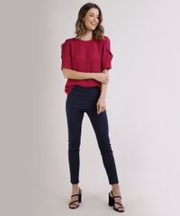 Blusa-Feminina-com-Recorte-Manga-Curta-Decote-Redondo-Rosa-Escuro-9946521-Rosa_Escuro_3