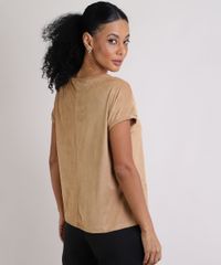 Blusa-em-Suede-Feminina-Manga-Curta-Marrom-Claro-9937761-Marrom_Claro_2