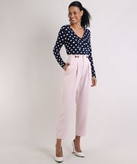 Calca-Feminina-Carrot-Cintura-Alta-com-Botao-e-Pregas-Rosa-Claro-9946770-Rosa_Claro_3