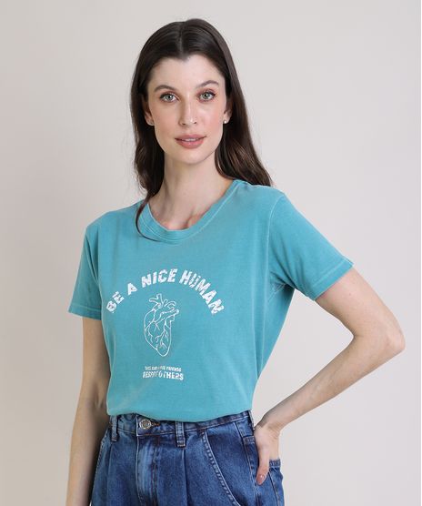 T-Shirt-Feminina-Mindset-Coracao--Nice-Human--Manga-Curta-Decote-Redondo-Verde-9947391-Verde_1