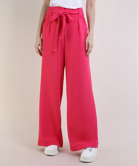 Calca-Feminina-Mindset-Pantalona-Cintura-Super-Alta-com-Faixa-para-Amarrar-Pink-9949310-Pink_1