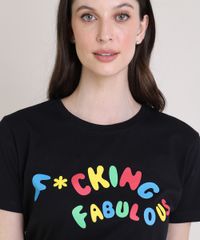 T-Shirt-Feminina-Mindset--F-cking-Fabulous---Manga-Curta-Decote-Redondo-Preta-9953974-Preto_4