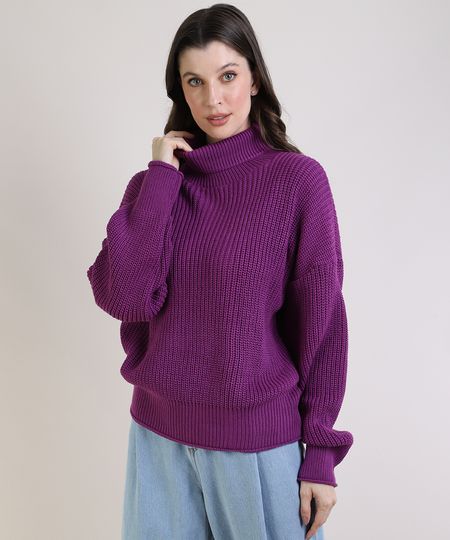 Sueter-Feminino-em-Trico-Oversized-Gola-Alta-Roxo-9955005-Roxo_1